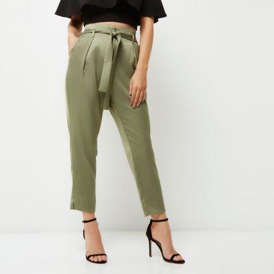 River Island Womens Petite Soft Satin Tie Waist Pants