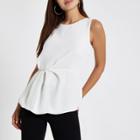 River Island Womens White Loose Fit Gathered Waist Top