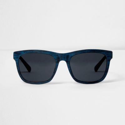 River Island Mens Wood Effect Retro Sunglases
