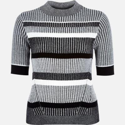 River Island Womens Stripe Ribbed Knit Top