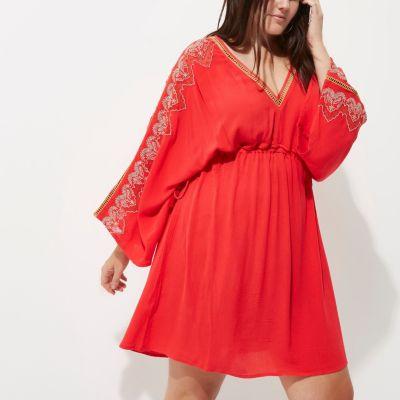 River Island Womens Plus Long Sleeve Kimono Dress
