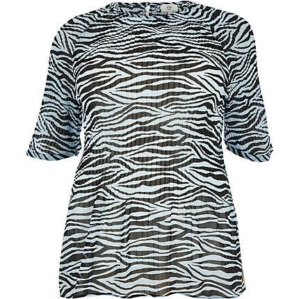 River Island Womens Plus Zebra Print Plisse Top