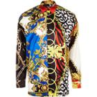 River Island Mens Jaded Baroque Clash Long Sleeve Shirt