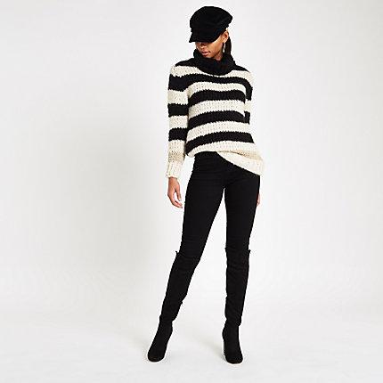 River Island Womens Stripe Roll Neck Oversized Jumper