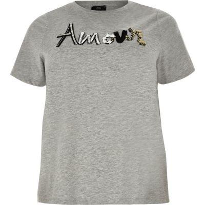 River Island Womens Plus 'amour' Embroidered T-shirt