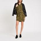 River Island Womens Leopard Print Twist Front Shirt Dress