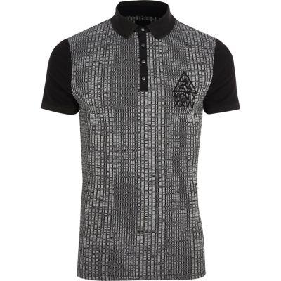 River Island Mens Rib Color Block Muscle Fit Polo Shirt