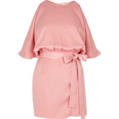 River Island Womens Tie Waist Cold Shoulder Playsuit