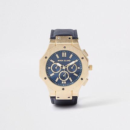 River Island Mens Gold Tone Face Watch
