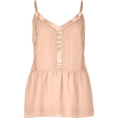 River Island Womens Blush Lace Peplum Cami Top