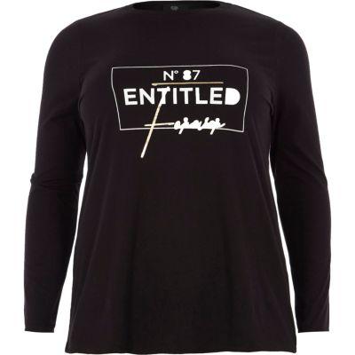 River Island Womens Plus 'entitled' Long Sleeve T-shirt