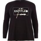 River Island Womens Plus 'entitled' Long Sleeve T-shirt