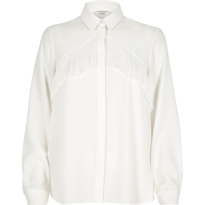 River Island Womens Fringed Front Shirt