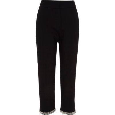 River Island Womens Embellished Hem Cigarette Trousers