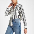 River Island Womens Stripe Gold Tone Button Shirt