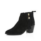 River Island Womens Suede Tassel Heeled Ankle Boots