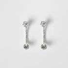 River Island Womens Silver Tone Rhinestone Curved Stud Earrings