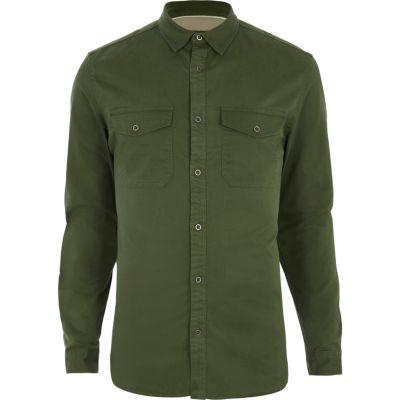 River Island Mens Muscle Fit Military Shirt