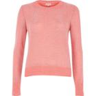 River Island Womens Pink Metallic Knit Split Back Jumper