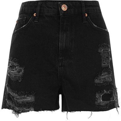 River Island Womens High Waisted Frayed Denim Shorts