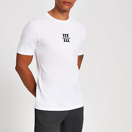 River Island Mens White Maison Riviera Slim Fit T-shirt