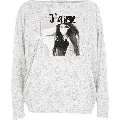 River Island Womens 'j'aime' Photo Print Batwing Top