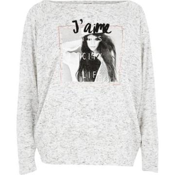 River Island Womens 'j'aime' Photo Print Batwing Top