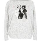 River Island Womens 'j'aime' Photo Print Batwing Top
