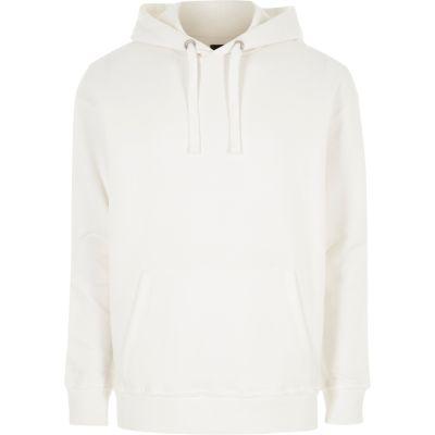 River Island Mens White Long Sleeve Slouch Hoodie