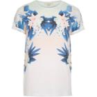 River Island Menswhite Reflected Floral Print T-shirt