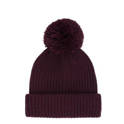 River Island Mensburgundy Knit Bobble Hat
