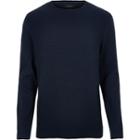 River Island Mensnavy Textured Waffle Jumper