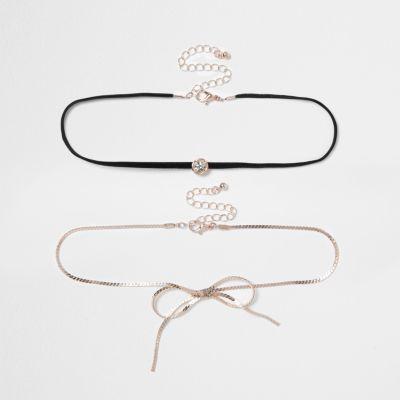 River Island Womens Multi Row Gold Tone Bolo Choker Set