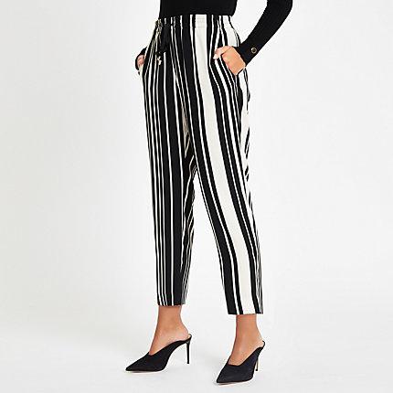 River Island Womens Stripe Print Drawstring Peg Leg Pant