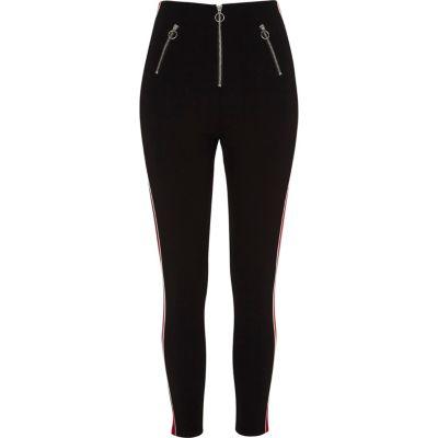 River Island Womens Stripe Side High Waisted Zip Leggings