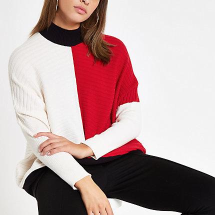 River Island Womens Ribbed Knit Colour Block Jumper