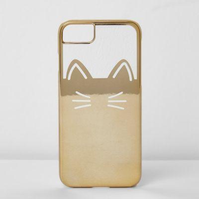 River Island Womens Gold Foil Cat Phone Case