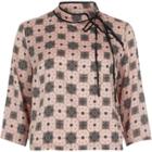 River Island Womens Print Tied Neck Satin Blouse