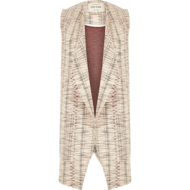 River Island Womens Jacquard Split Back Sleeveless Jacket