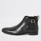 River Island Mens Leather Buckle Side Boots