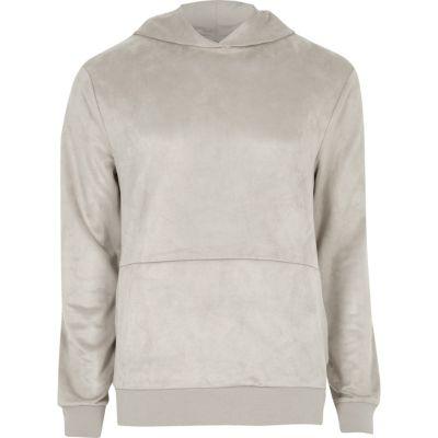 River Island Mens Suede Panel Hoodie