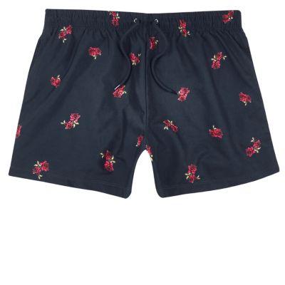 River Island Mens Rose Print Swim Trunks