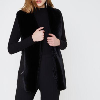 River Island Womens Faux Shearling Fallaway Gilet