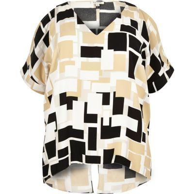 River Island Womens Plus Square Print Cold Shoulder Top