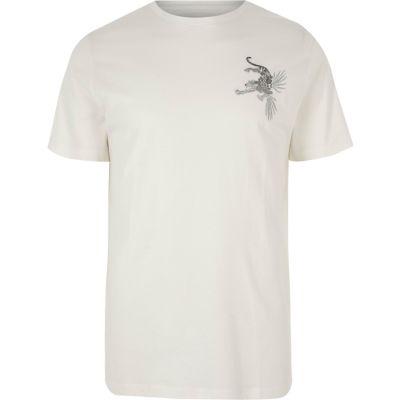 River Island Mens White Panther Print T-shirt
