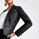 River Island Womens Faux Leather Fitted Biker Jacket