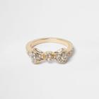 River Island Womens Gold Tone Gem Encrusted Bow Ring