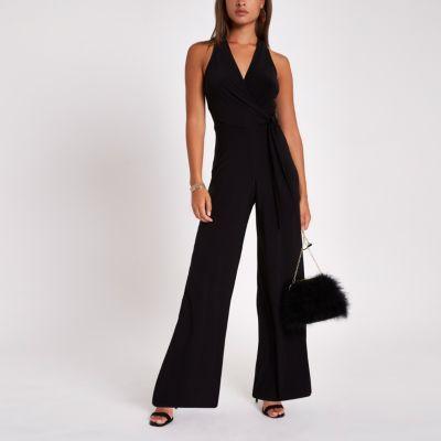 River Island Womens Halter Neck Wide Leg Jumpsuit