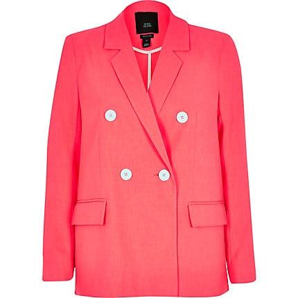 River Island Womens Petite Double Breasted Boyfriend Blazer