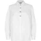 River Island Womens White Oversized Diamante Long Sleeve Shirt